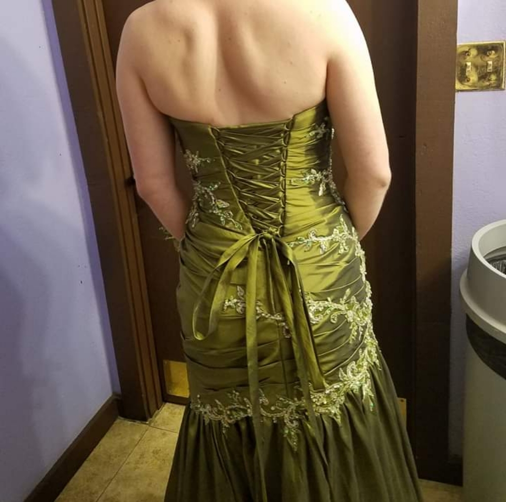 Olive green prom dress PRICE IS NEGOTIABLE